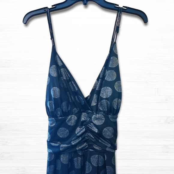 Black & Grey Metalic Polka-dot Plus Size Dress - Picture 10 of 13